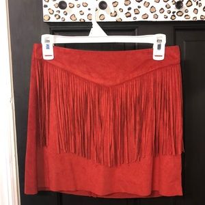Suede/fringe cowgirl style skirt
